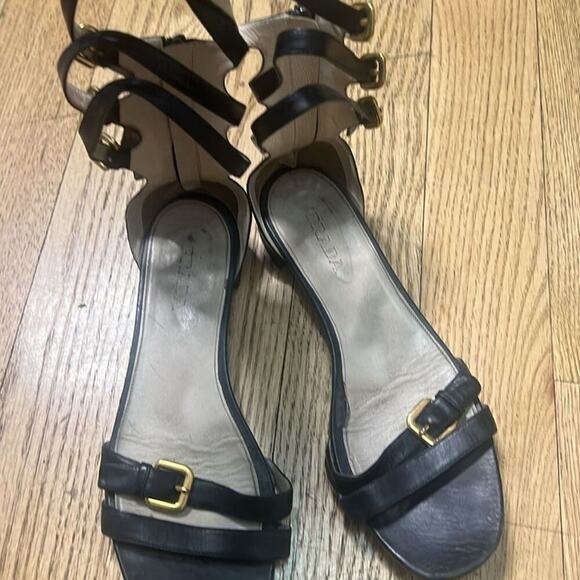 PRADA GLADIATOR BLACK LEATHER SANDALS SIZE 41/10 - Picture 10 of 11